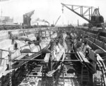R-3, R-2, R-1, and five other R-class submarines in dry dock at the Mare Island Naval Shipyard, California, United States, early 1920s