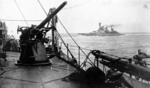 Renown steaming at high speed, seen from another British warship, circa 1916-1917