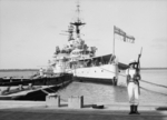HMS Repulse docked at Haifa, Palestine, Jul 1938, photo 1 of 4