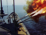 USS Saint Paul bombarding communist positions off Vietnam, Oct 1966