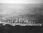 USS San Diego underway, 8 Mar 1944; seen from an airship of US Navy Blimp Squadron 32