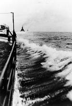 Gneisenau and Scharnhorst trailing Prinz Eugen during the Channel Dash, Feb 1942, photo 1 of 3