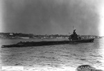 Stern view of USS Scorpion probably off Portsmouth Naval Shipyard, New Hampshire, United States, circa Jul 1942-Feb 1943