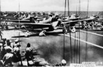Type 00 Fighters prepare for launch from the Shokaku, Battle of the Santa Cruz Islands, 26 Oct 1942