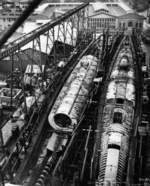 Submarines Springer (less complete) and Spot under construction, Mare Island Naval Shipyard, Vallejo, California, United States, 3 Jan 1944, photo 1 of 4