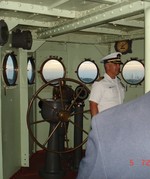 US Navy Captain John Litherland, former skipper of submarine SSN-775 Texas, posed at battleship Texas
