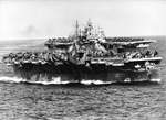 US Navy Task Group 38.3 entering Ulithi anchorage in a column following strikes in Philippine Islands, 24 Dec 1944, photo 3 of 7