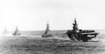 US Navy Task Group 38.3 entering Ulithi anchorage in a column following strikes in Philippine Islands, 24 Dec 1944, photo 5 of 7