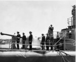 Admiral Edwards reading the Presidential Unit Citatition aboard submarine Tunny, 26 Apr 1946
