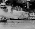 West Virginia aflame during Pearl Harbor attack, 7 Dec 1941