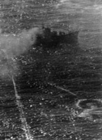Yasoshima being attacked by US carrier aircraft west of Luzon, Philippine Islands, 25 Nov 1944, photo 1 of 3