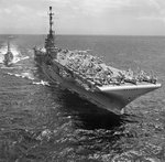 Carrier USS Yorktown and destroyer USS Hopewell, 1957, photo 1 of 2