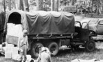 US Army CCKW 2 1/2-ton 6x6 cargo trucks in maneuvers in Louisiana, United States, 1942