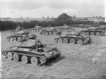 Cruiser Mk V Covenanter III tanks of Fife and Forfar Yeomanry, British 9th Armoured Division on parade at Guisborough, Yorkshire, England, United Kingdom, 19 Aug 1941