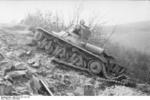 Damaged German Panzerkampfwagen 39H 735(f) tank in the Balkan Peninsula, 1941-1942