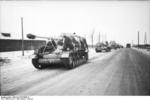 A column of German Hornisse/Nashorn tank destroyers on a road, Russia, Jan-Feb 1944, photo 2 of 2