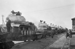 IS-2 heavy tanks on rail cars, 1945