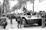 Captured American M8 armored cars, northern France, summer 1944, photo 1 of 2