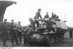 Unloading a Marder I tank destroyer from a train car, Belgium or France, 1943-1944, photo 08 of 10