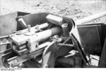 Close-up view of a PaK 40 gun mounted on a Marder II tank destroyer, Kharkov, Ukraine, early 1943, photo 1 of 7
