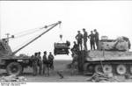 Replacing the engine of a Tiger I tank, circa 1943-1944