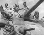 Chinese crew of a M4 Sherman medium tank, southern China or Burma, date unknown
