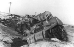 Destroyed Sherman tank during the Suez Crisis, Egypt, late 1956