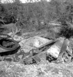 Destroyed German Tiger II heavy tank near Vimoutiers, France, 22 Aug 1944
