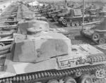 Type 3 Chi-Nu medium tanks and Type 3 Ho-Ni self-propelled guns of the Japanese 4th Tank Division, Japan, mid- to late-1945