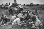 Type 92 Jyu-Sokosha tankette crews eating a meal in the field, China, late 1930s