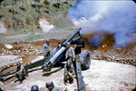 155 mm Howitzer firing during Battle of Triangle Hill, Kangwon Province, Korea, 1952