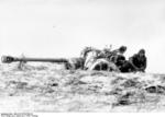 German 7.5 cm PaK 40 camouflaged in snowy terrain, Russia, 21 Mar 1943