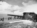 British 9.2-inch coastal artillery gun crew in exercise, Needles Battery, Isle of Wight, England, United Kingdom, 7 Aug 1941