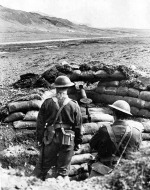 Canadian troops at their Lewis machine gun position overlooking the main highway at Iceland, 10 Feb 1941