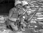 Soldiers of the Ethiopian Battalion of the US 7th Infantry Division, Korea, 1953; note M1 Garand and M1 Carbine weapons