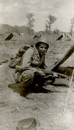 American soldier with M1 Garand rifle in the Philippine Islands, circa 1945
