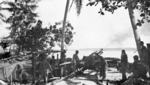 American M2 howitzer shelling Manus from Los Negros, Admiralty Islands, Mar 1944