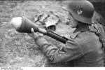 German soldier training with a Panzerfaust, southern Ukraine, spring 1944, photo 2 of 3