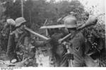 German Großdeutschland Division troops with Panzerfaust at Memel, East Prussia, Germany, late 1944; note grenades in belts