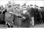 German Volkssturm soldier training with a Panzerfaust, Berlin, Germany, spring 1945