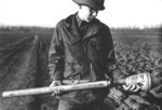 American soldier with a captured German Panzerfaust launcher, 1944-1945