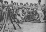 Chinese officers receiving instruction in bulding rafts for personal equipment in the sniper course at the Infantry Training Center, Guilin, China, Jun 1944; note Zhongzheng Type rifles