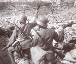 Austrian soldiers in WW1; note Steyr-Mannlicher M1895 rifles, grenades, and helmets