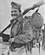Greek soldier with Mannlicher-Schönauer rifle, Albania, late 1940