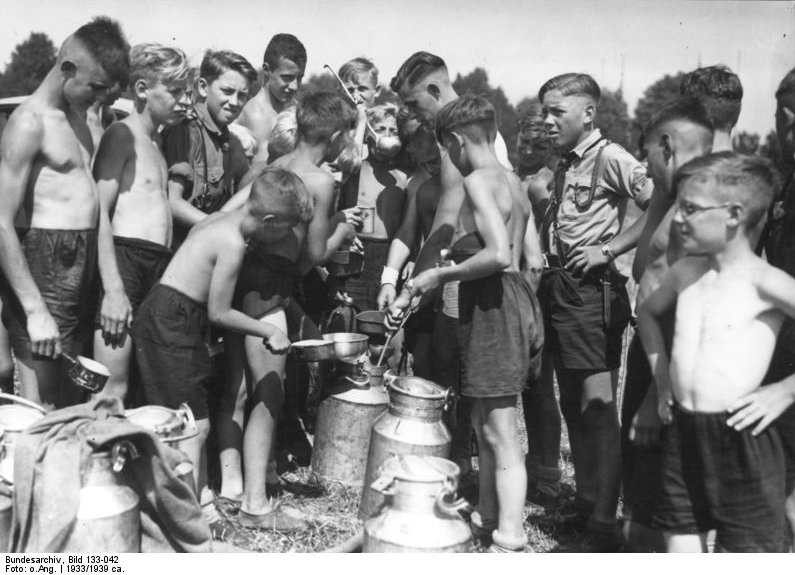 Meal time at a Hitler Youth camp, Germany, 1930s