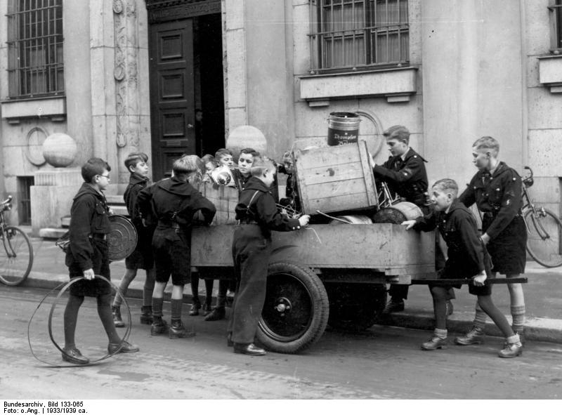 Hitler Youth members collecting scrap metal, 1930s
