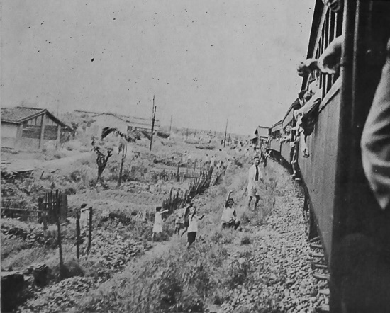 Former American prisoners of war being transported from Taihoku (now Taipei) to Kiirun (now Keelung), Taiwan, 5 Sep 1945