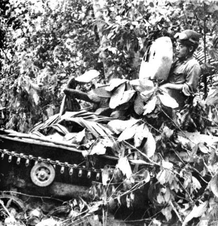 Japanese type 97 Te-Ke tankette during Battle of Muar, Johor, Unfederated Malay States, mid-Jan 1942