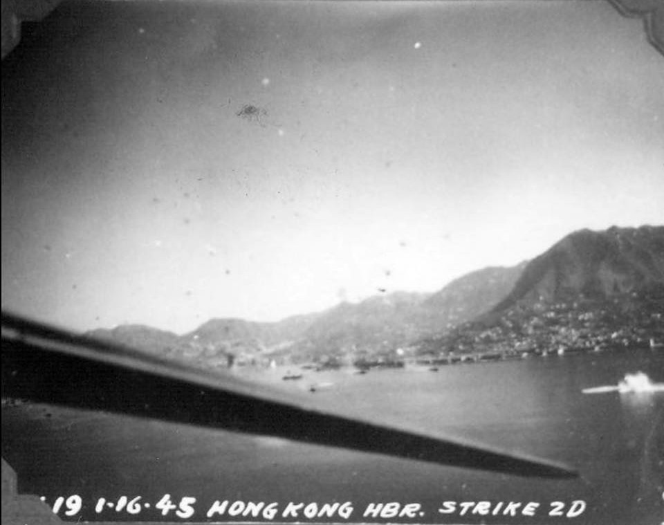 US aircraft attacking Victoria Harbour, Hong Kong, 16 Jan 1945