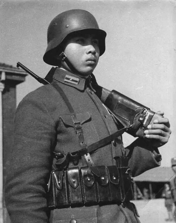 Chinese soldier during the Battle of Wuhan, Hubei Province, China, mid-1938; note German gear